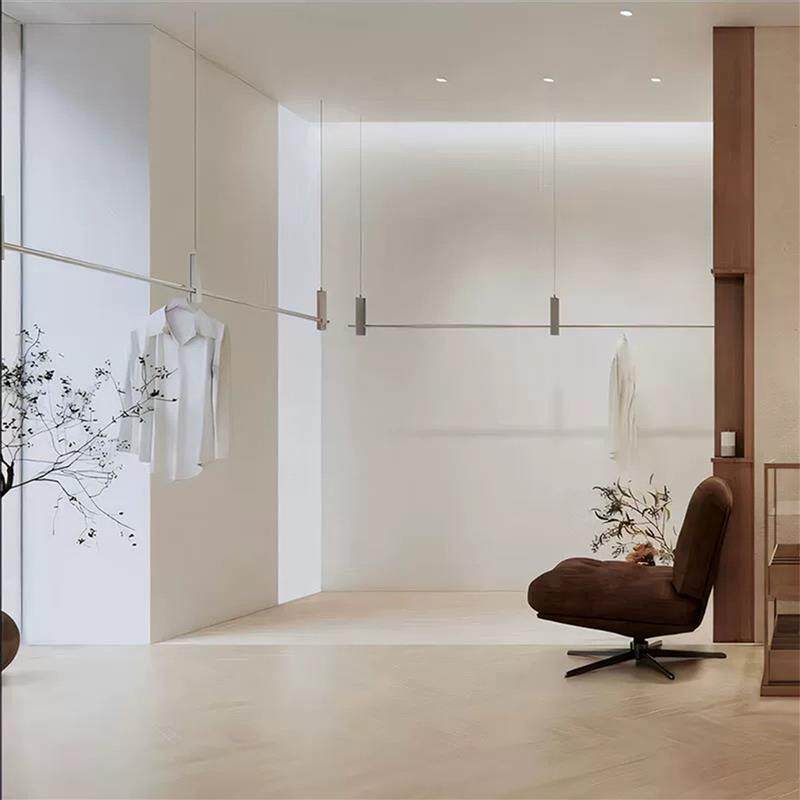服装店不锈钢吊杆悬吊式天花板悬挂展示架简约女装挂衣架橱窗吊架