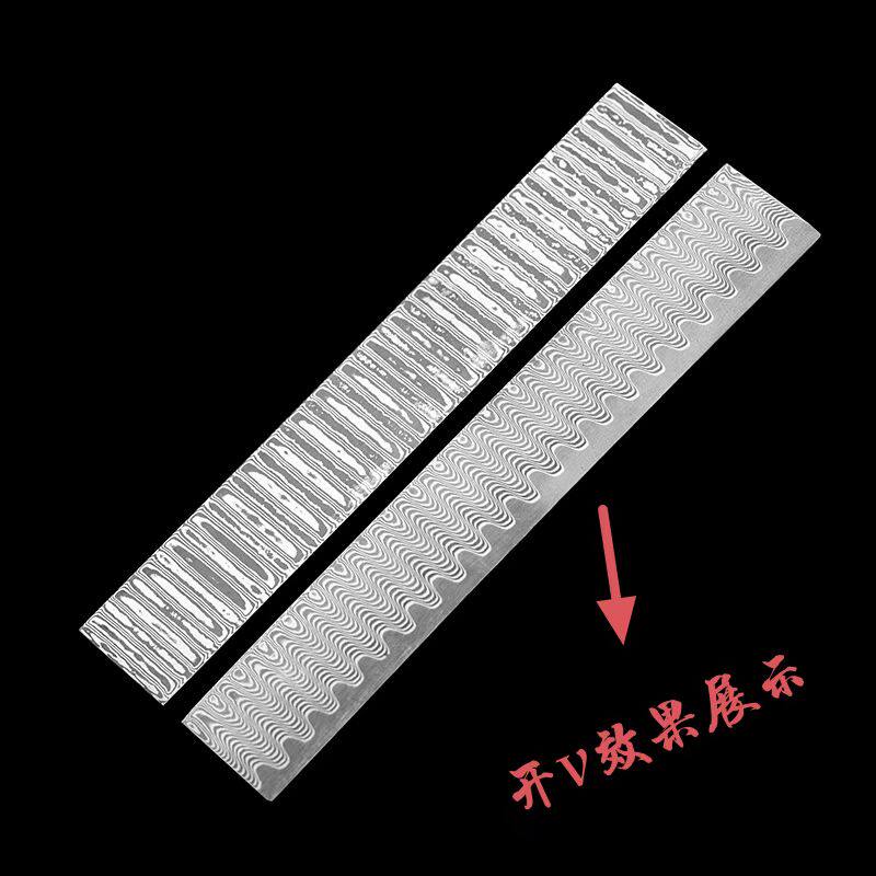 工厂直销大马士革钢条锻打花纹钢刀胚锻条304不锈钢板钢胚 已淬火