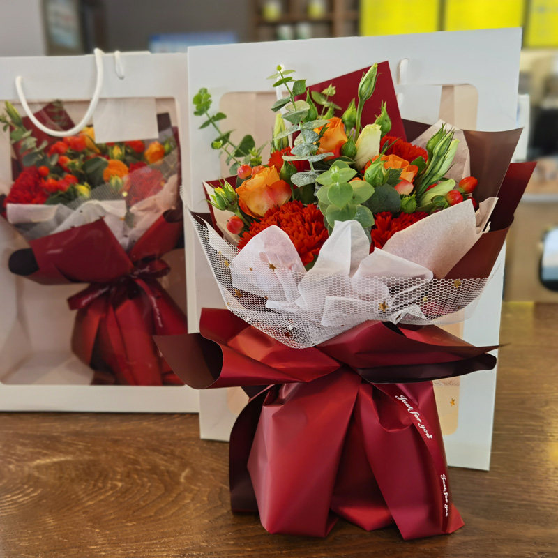 迷你小花束粉色康乃馨玫瑰鲜花束桶教师节团购生日送上海同城速递