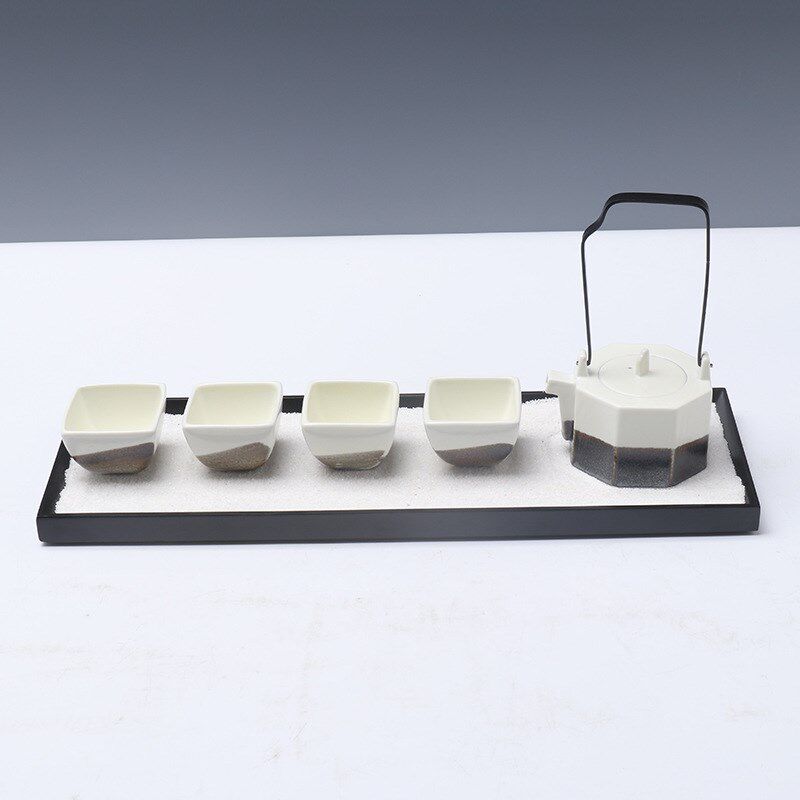 新中式茶具托盘组合摆件样板房茶室摆设桌面茶几八角茶具套装软装