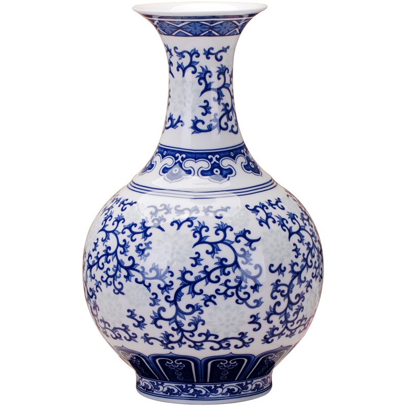 070薄胎骨瓷青花瓷 花瓶 景德镇陶瓷 时尚家居工艺品摆件 客厅装