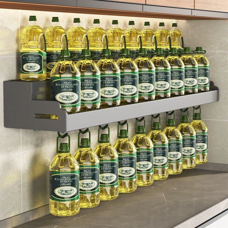 304不锈钢厨房置物架免打孔壁挂式调味品调料罐家用一体收纳刀架