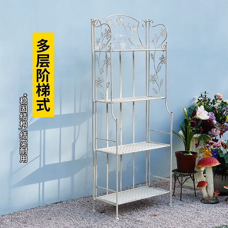户外铁艺阶梯落地花架花园阳台盆栽布置装饰花盆架多层置物架