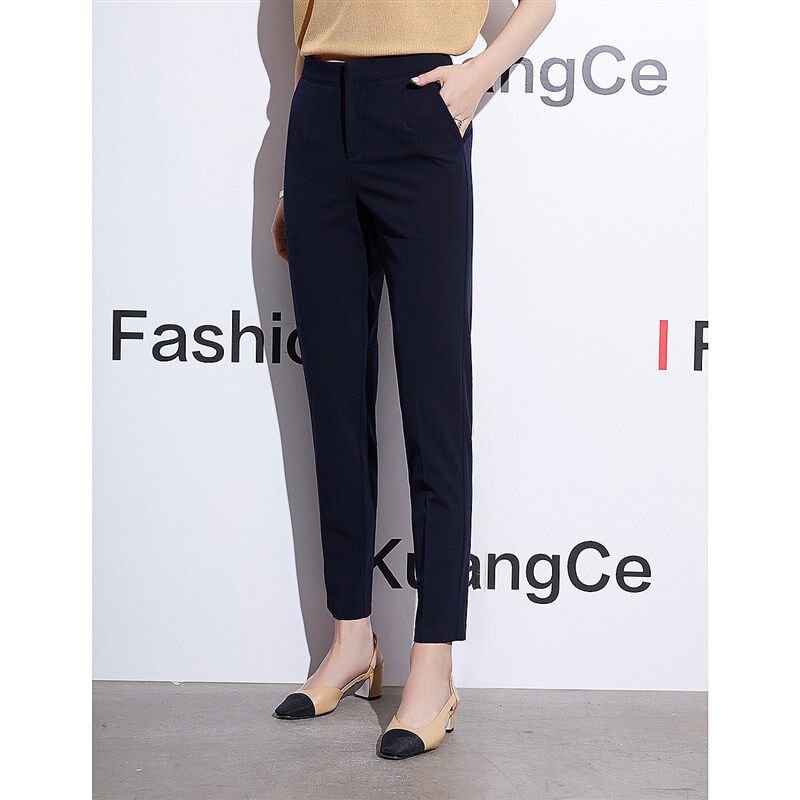 西装裤女九分2024夏季黑色长裤修身显瘦高腰正装直筒西裤烟管裤