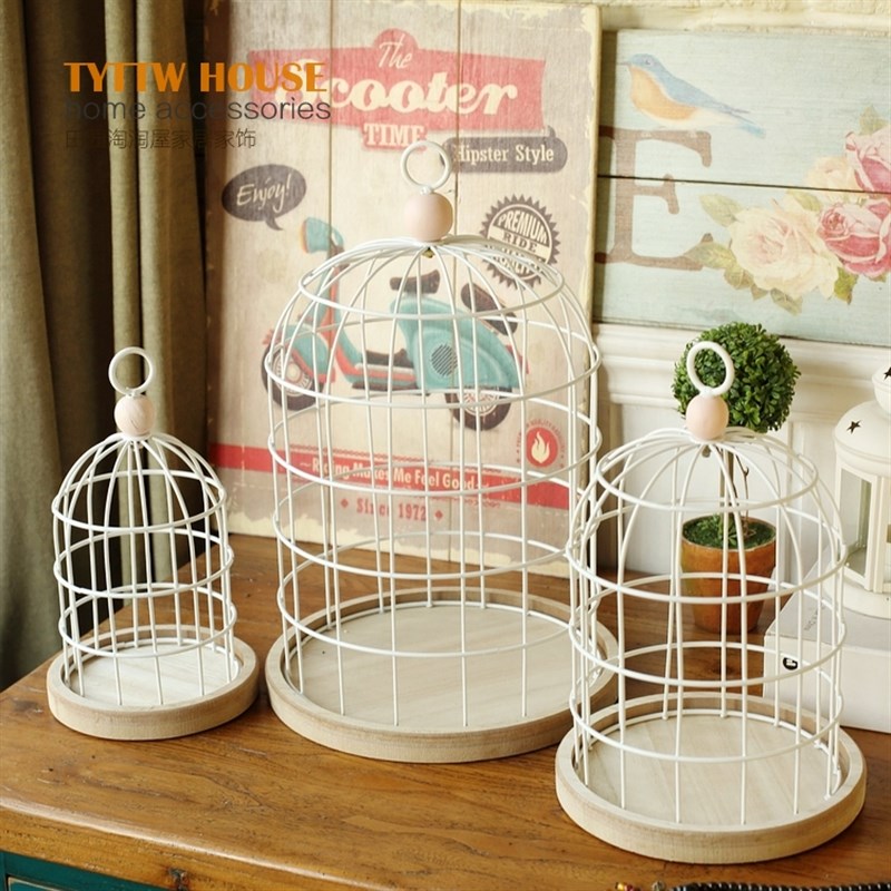 田园特色木托鸟笼艺术桌面装饰品家居时尚婚庆软装样板房摆件