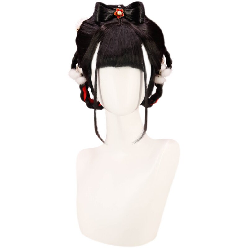齐刘海古风甜美可爱整顶头套式汉服假发女全头长直发古装造型假发