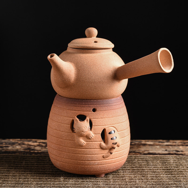 日式粗陶烤茶炉温煮茶器茶壶家用陶瓷功夫茶具茶叶烘焙炉醒茶碗盘