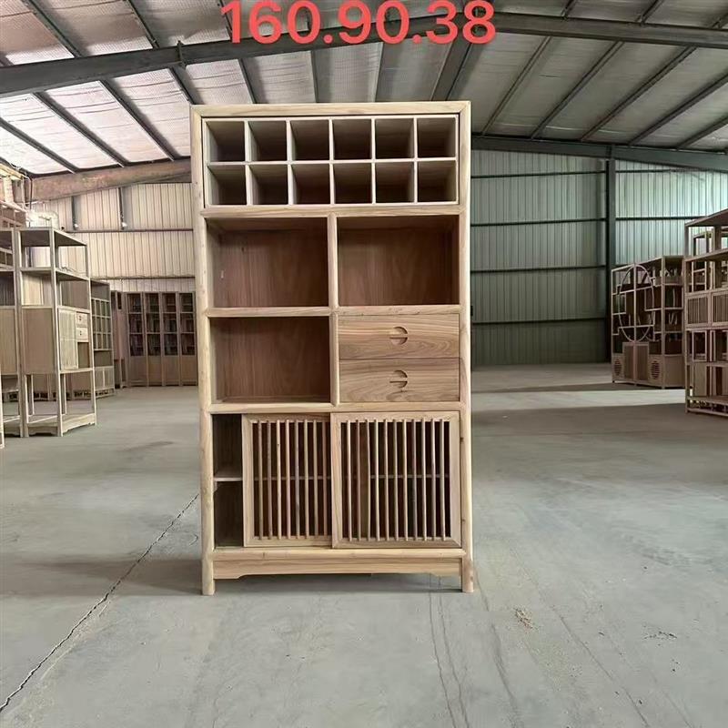 北榆木茶边柜小酒柜多宝格柜实木展示柜新中式茶叶柜餐边柜装饰柜