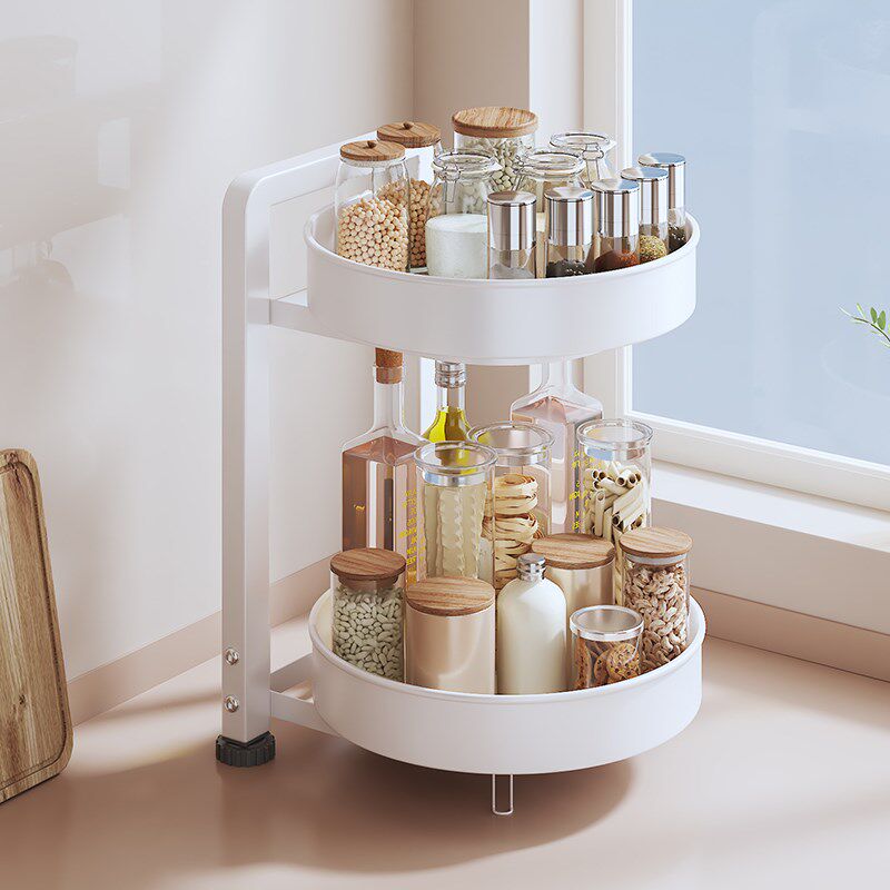 厨房可旋转调料置物架台面油盐酱醋调味分层收纳盒多功能调料架子