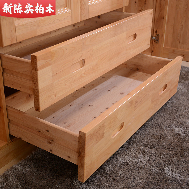 四门双抽二抽柏木衣柜实木家具成都包安装带顶柜加高储物衣橱