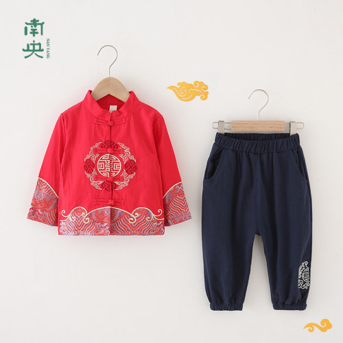 中国风童装男童唐装春秋季儿童汉服套装高端宝宝周岁礼服传统古装
