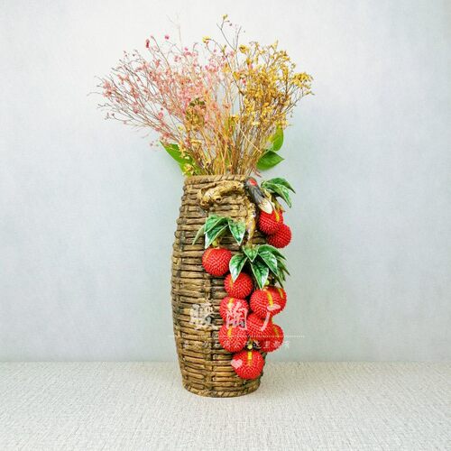 石湾公仔陶瓷摆件大师精品荔枝花瓶插花水培客厅玄关电视柜
