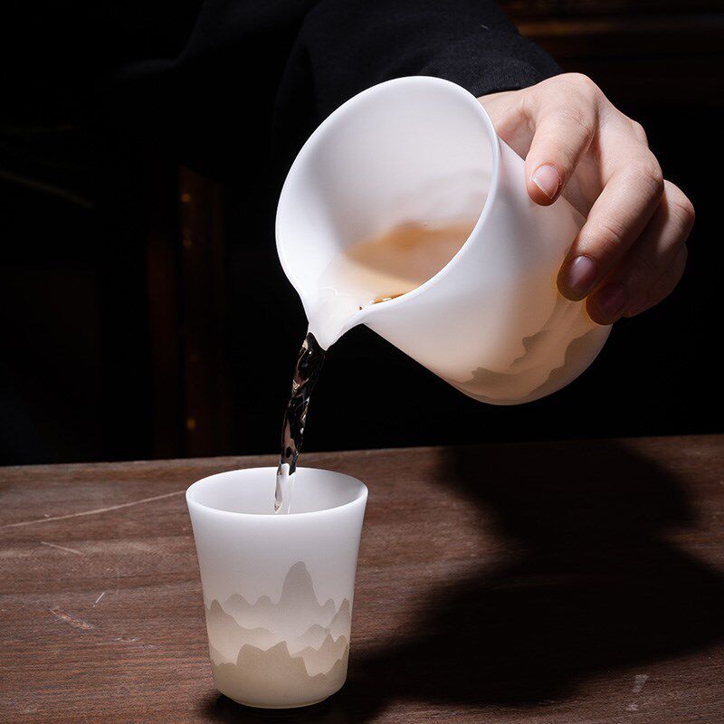 冰种玉瓷公道杯高档茶具分茶器陶瓷高端公杯茶海单个功夫茶杯家用