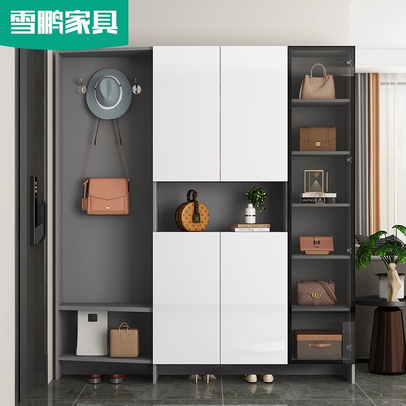简约一体靠墙家用门口玄关储物柜子窄款入户进门可坐式鞋柜6N37