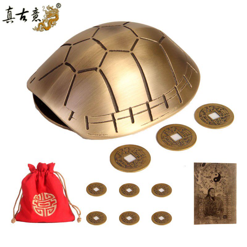 真古意 龟壳纯铜乌龟壳文玩铜龟壳手把玩件六爻龟甲工具摆件工艺