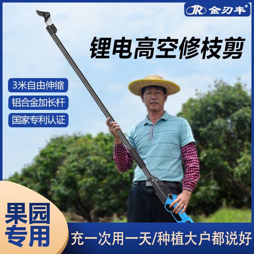 电动高枝剪刀园林果树锂电伸缩专业剪刀充电式抹牙打尖修枝机神器