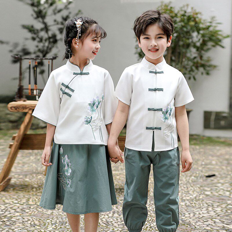 幼儿园六一演出服儿童夏装男童夏季汉服中国风女童舞台表演朗诵服