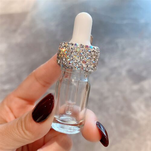 奢华镶钻透明玻璃滴管化妆品分装瓶精华液分装空瓶子旅行迷你便携