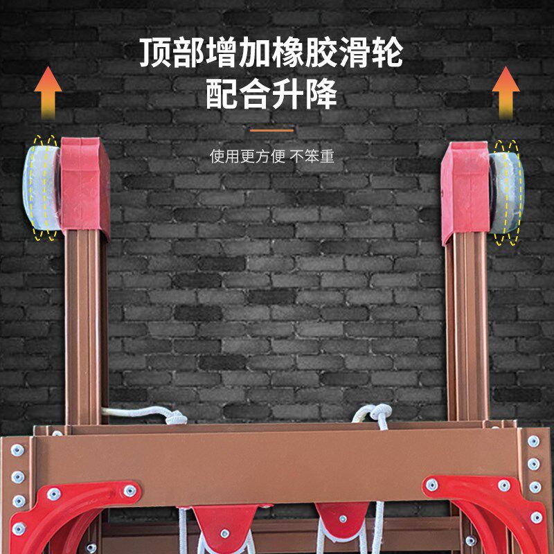 铝合金加厚工程直梯三连升户外升降梯子7 1316米加高加固楼梯
