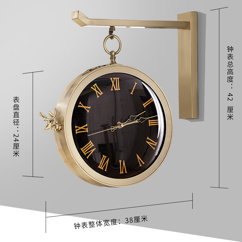 简约双面挂钟家用客厅北欧双面钟表中式客厅石英钟创意简约静音钟