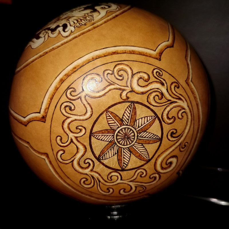 坐忘堂 天然葫芦手工 狮虎龙 烙画转印 客厅电视柜玄关装饰品摆件