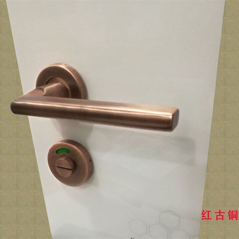 卫生间指示锁304不锈钢门锁厕所有人无人红绿标志锁双舌大分体锁