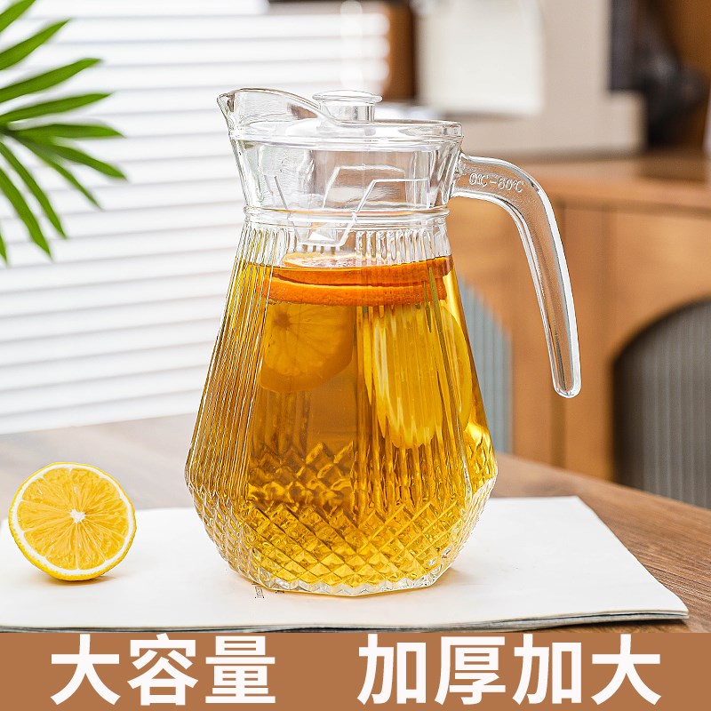 冷水壶玻璃耐高温凉水壶大容量茶壶家用凉水杯装水容器果汁壶扎壶