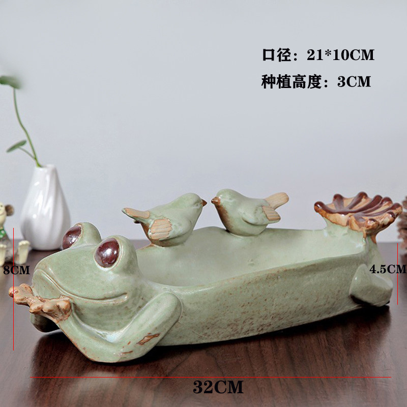 欧式小鸟窑变釉多肉大拼盘花盆 水培铜钱草花瓶个性创意摆件收纳