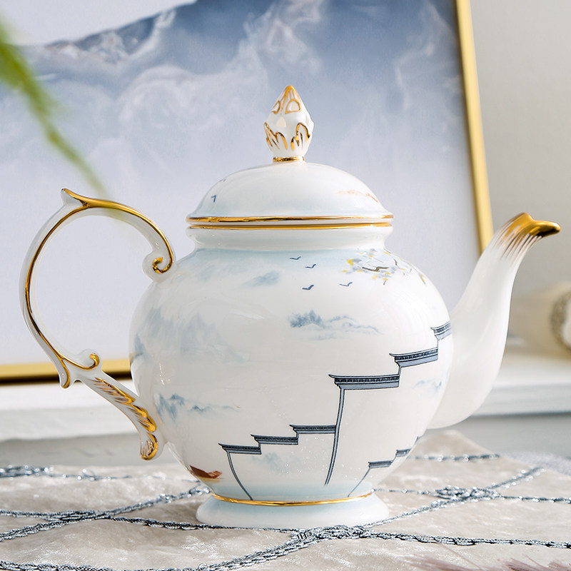 新中式下午茶具套装家用咖啡杯碟壶套装国潮骨瓷英式杯具礼盒装