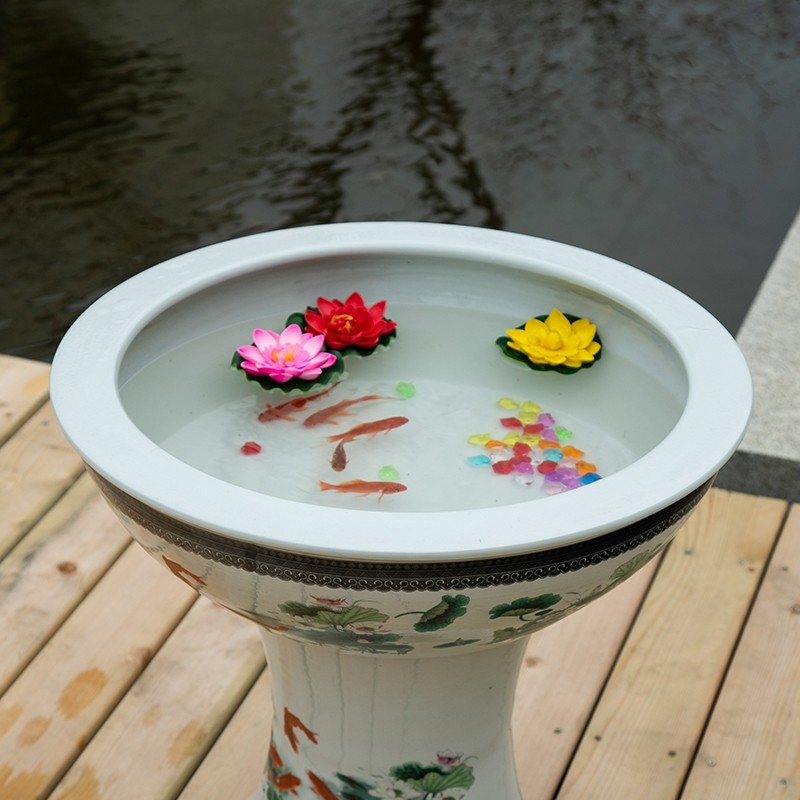 陶瓷鱼缸瓷底座金鱼缸高脚乌龟缸睡莲碗莲养鱼养花吸上水石盆盆景