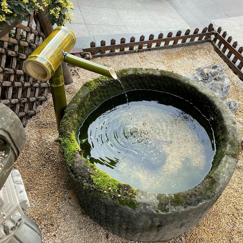 碳化乔迁竹子立式园林庭院鱼池喷泉装饰造景鱼缸竹筒循环入户增氧