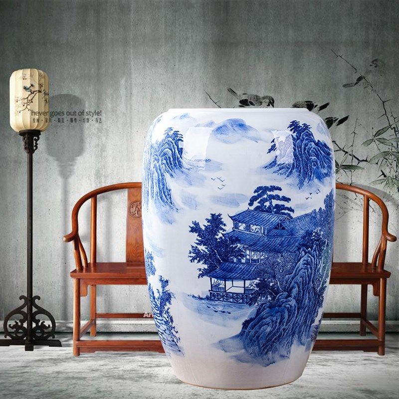 书画缸景德镇陶瓷缸特大卷画缸陶瓷书画筒字画缸卷轴缸雨伞桶