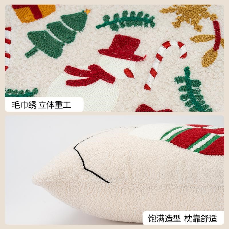 新年圣诞节抱枕圣诞树南瓜装饰靠枕客厅沙发节日布置红绿毛绒靠垫