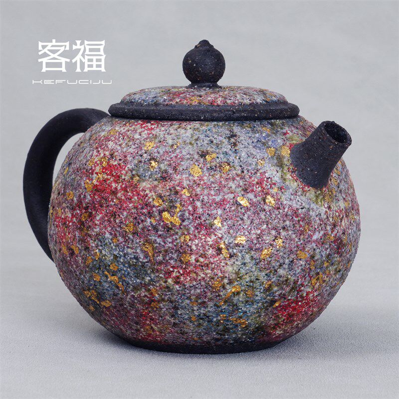 客福岩矿茶壶纯手工功夫茶高越铁胎泡茶壶家用原矿创意球孔西施壶