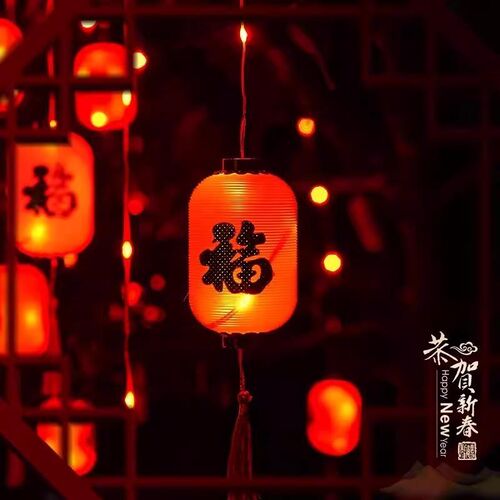 新年装饰彩灯福字灯笼串春节户外庭院阳台氛围布置家用过年气氛灯