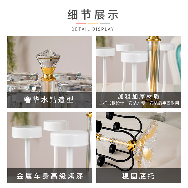 欧式挂杯架铁艺倒挂水杯挂架家用客厅简约酒杯架旋转沥水杯架黑色