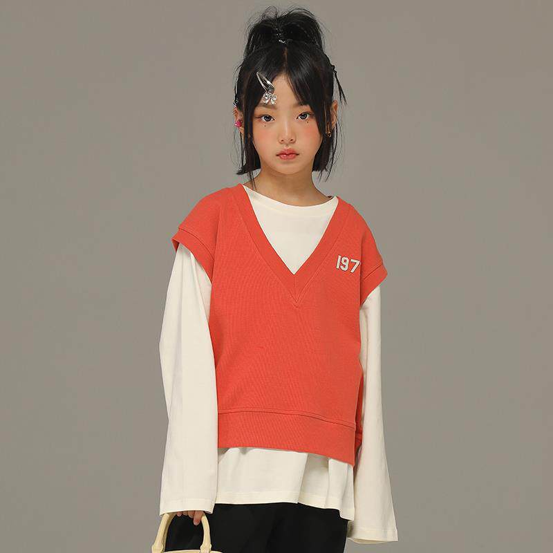 小女森女童背心春秋童装新款儿童外穿针织马甲中大童休闲宽松上衣