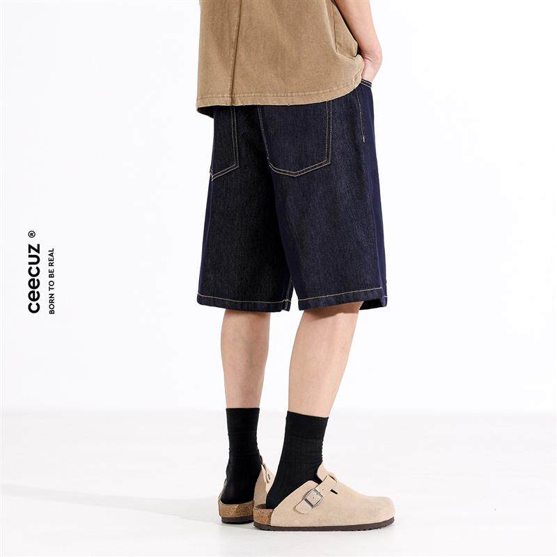 Ceecuz 夏季轻薄丹宁原色牛仔短裤男美式直筒五分裤薄款休闲五分