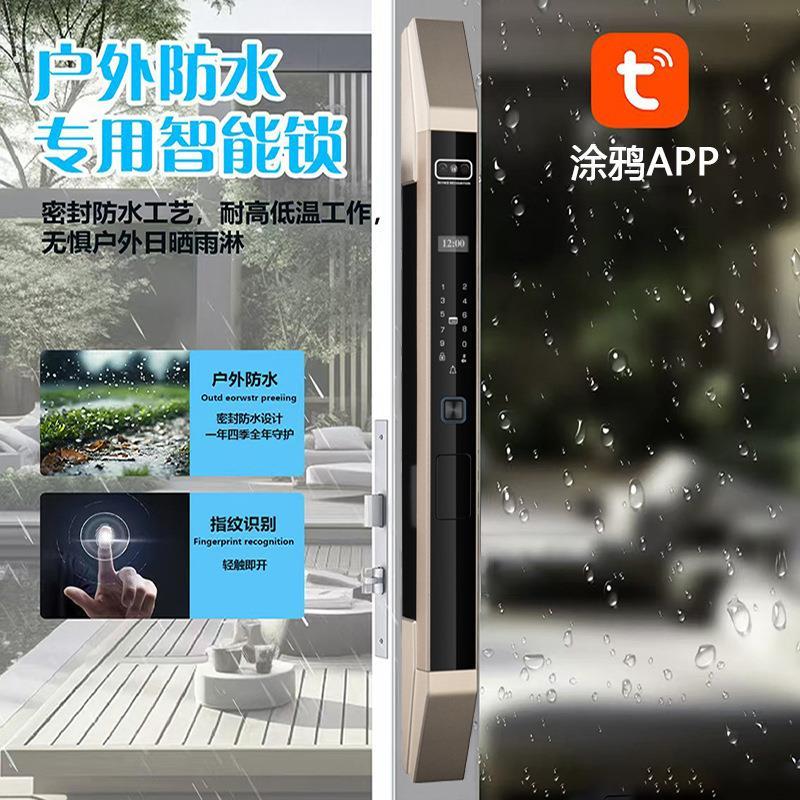 全自动人脸识别掌纹识别智能锁断桥铝指纹锁拉门肯德基门密码锁