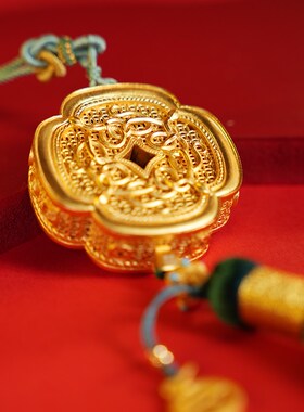 朱炳仁铜 四方来财花丝手把件挂件商务伴手礼生日送人装饰配件