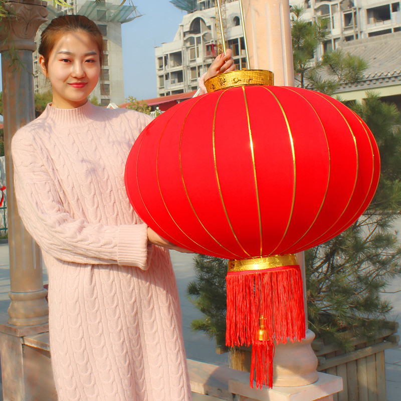 大红植绒布中式宫灯新年货福字喜庆户外乔迁防水元旦阳台装饰灯笼