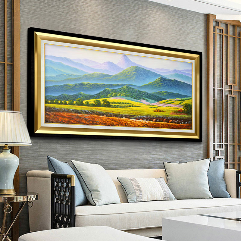 巨人山客厅大幅装饰画走廊过道壁画欧式玄关挂画餐厅山水油画美式
