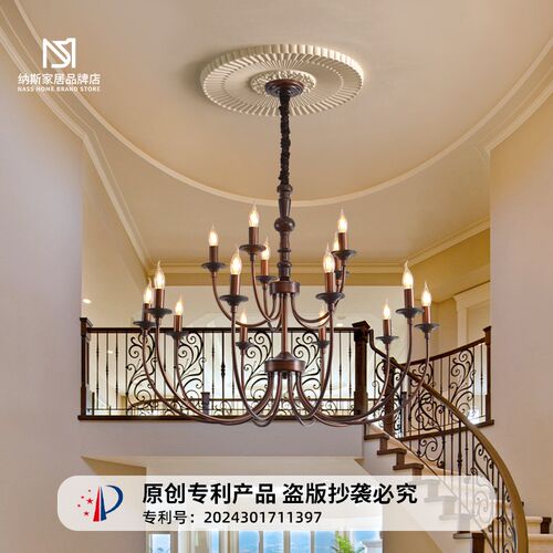 法式中古吊灯客厅餐厅楼梯灯卧室美式酒店创意个性别墅复古风灯具