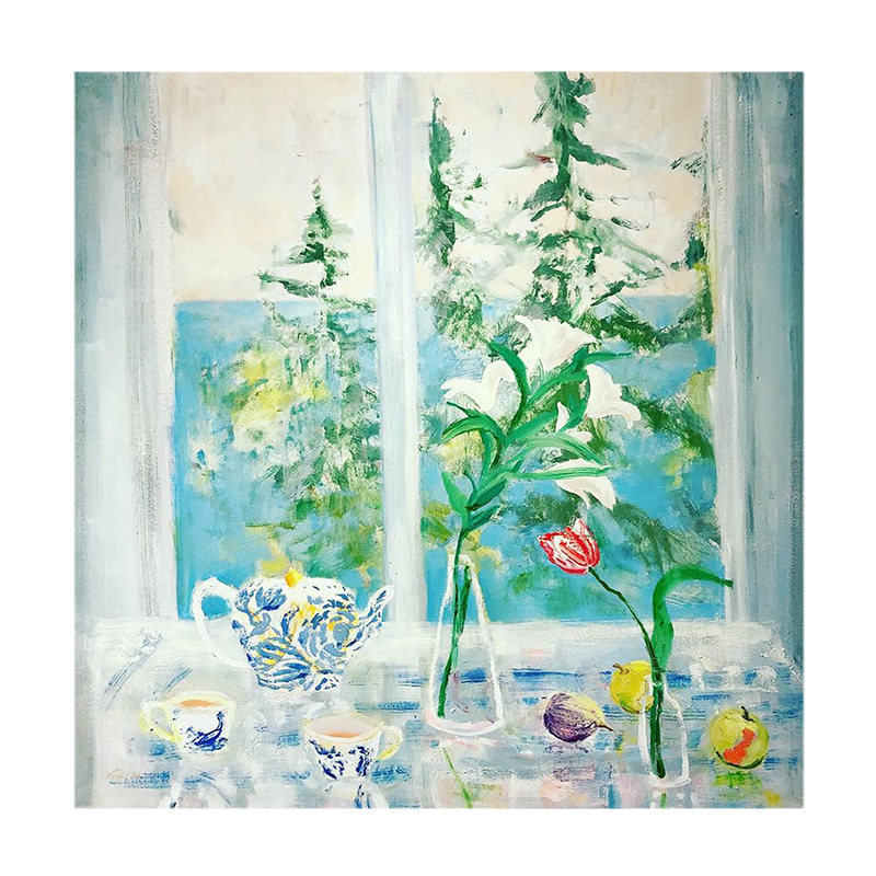 YASAN 纯手绘植物花卉油画玄关创意肌理装饰画客厅大幅小众落地画