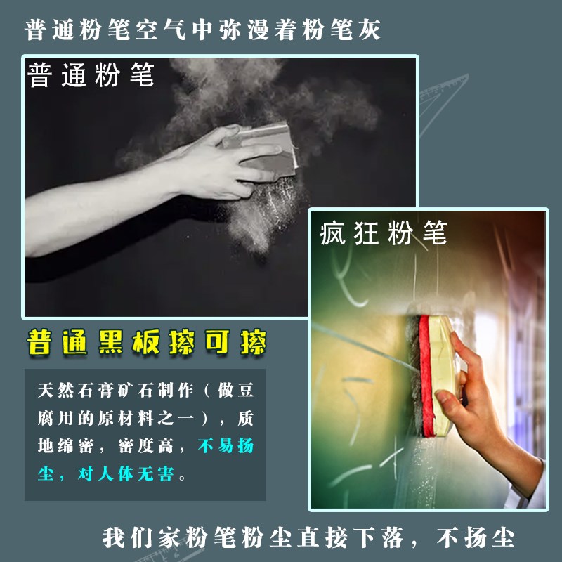疯狂画线粉笔写标题方便黑板报专用鲜艳无尘彩色显色教师无毒儿童图片