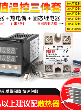 REX-C100 温控器+热电偶+40DA固态/感温线 温控 智能温控套餐