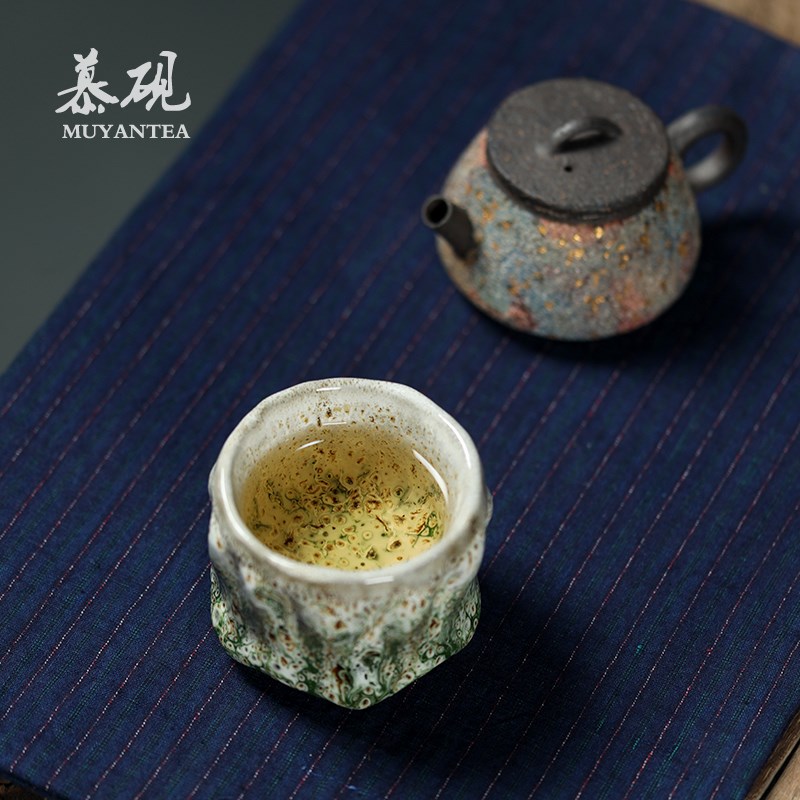 慕砚手作志野烧主人杯日式柴烧品茗茶杯陶瓷功夫茶具单杯创意茶盏