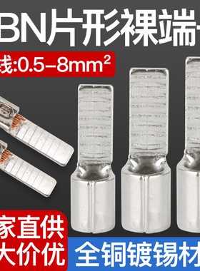 DBN片型接线端子插针形纯铜线耳铜鼻子1.25/2/5.5-10/14/18插片