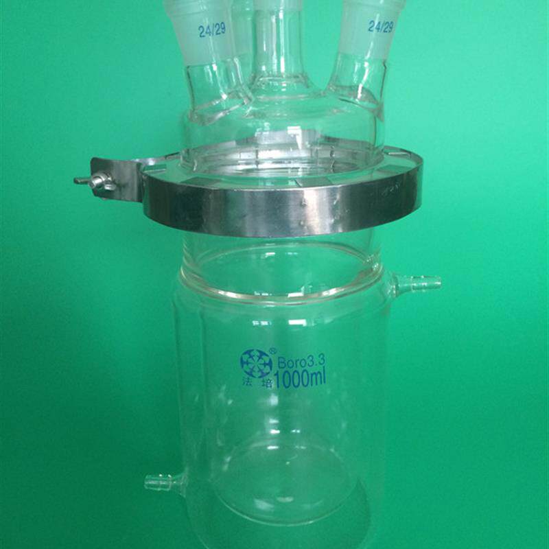 双层筒形开口反应器四口烧瓶250ml-20000ml含铁夹反应釜定制