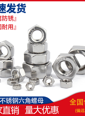 304不锈钢细牙螺母反牙六角螺帽左旋螺丝帽M6M8M10M12M14M16-M20